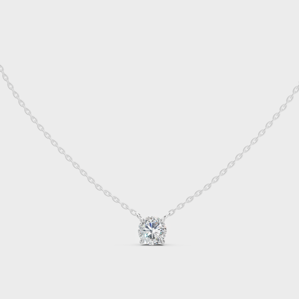 1 Carat Round Lab-Grown Diamond Pendant 9K White Gold